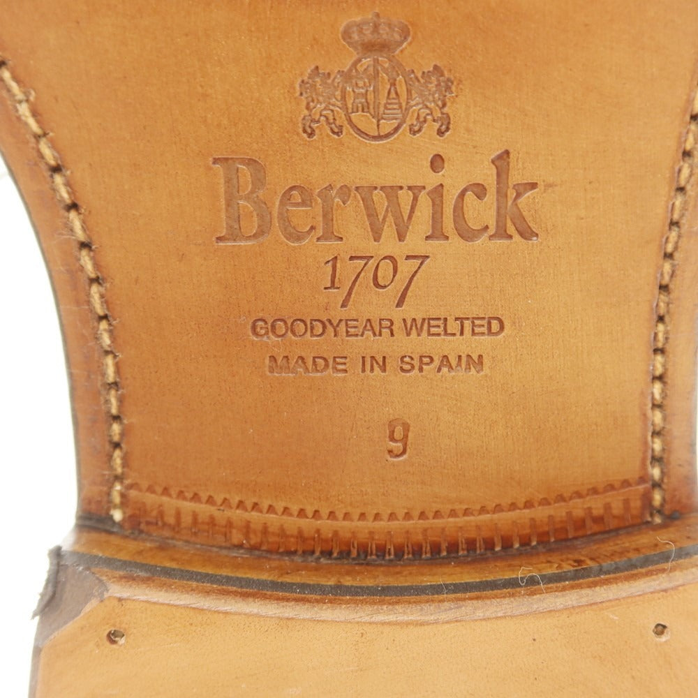 【中古】【未使用】バーウィック BERWICK プレーントゥ ドレスシューズ ダークブラウン【 9 】【 状態ランクS 】【 メンズ 】