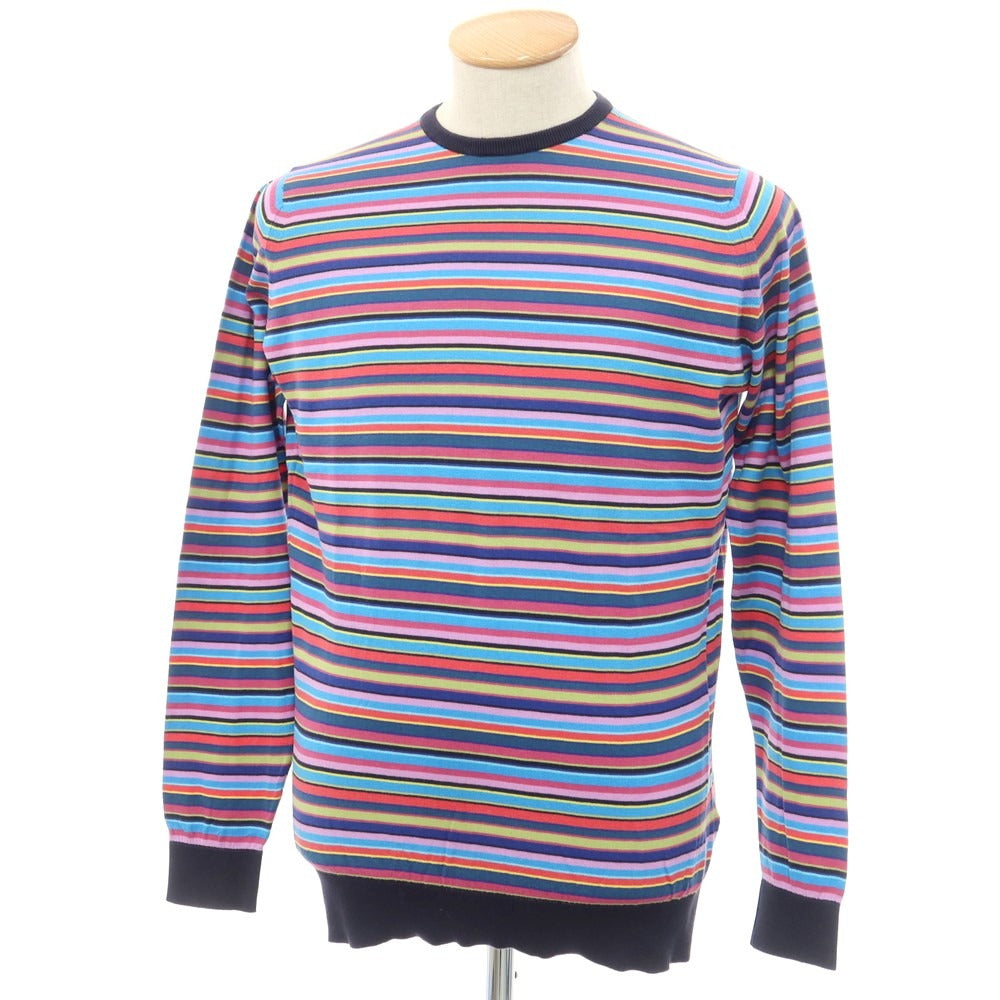 【中古】ジョンスメドレー JOHN SMEDLEY ハイゲージコットン ボーダー クルーネックニット マルチカラー【 S 】【 状態ランクB 】【 メンズ 】