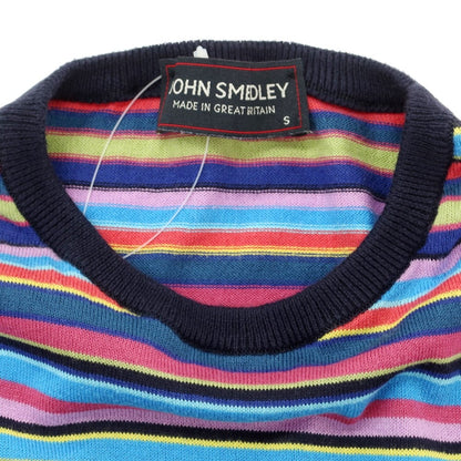 【中古】ジョンスメドレー JOHN SMEDLEY ハイゲージコットン ボーダー クルーネックニット マルチカラー【 S 】【 状態ランクB 】【 メンズ 】