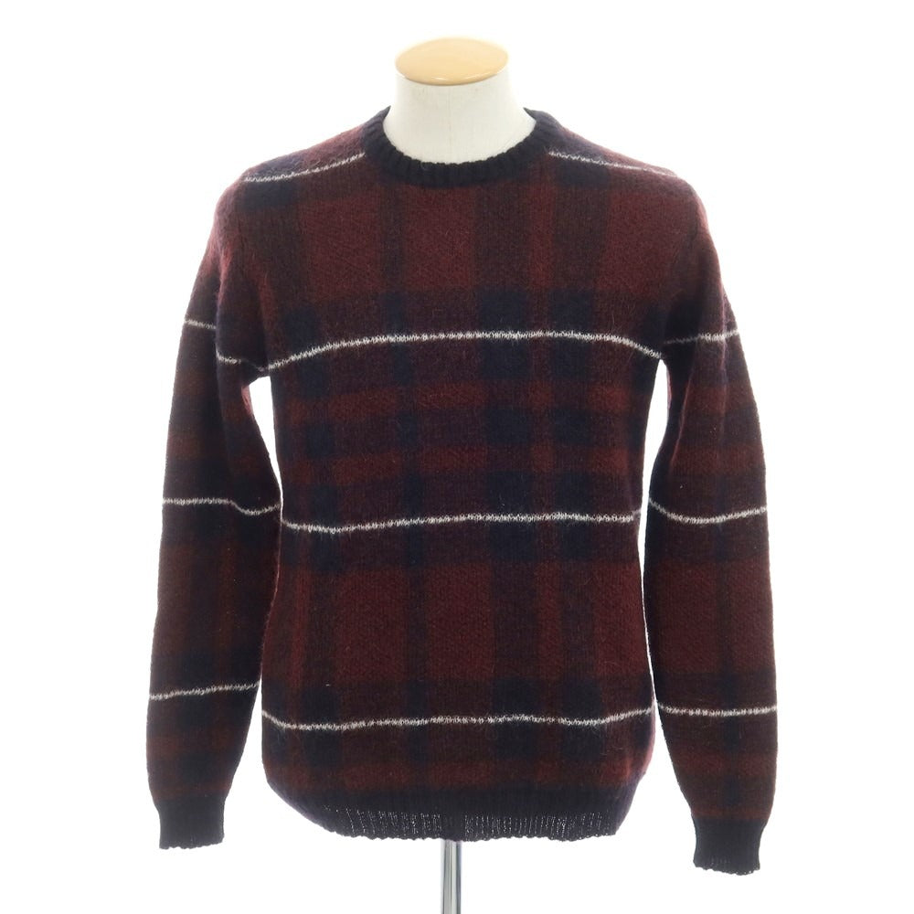 【中古】ロベルトコリーナ ROBERTO COLLINA キッドモヘヤナイロン クルーネック プルオーバーニット ボルドー系【サイズ46】【RED】【A/W】【状態ランクB】【メンズ】 [EPD]