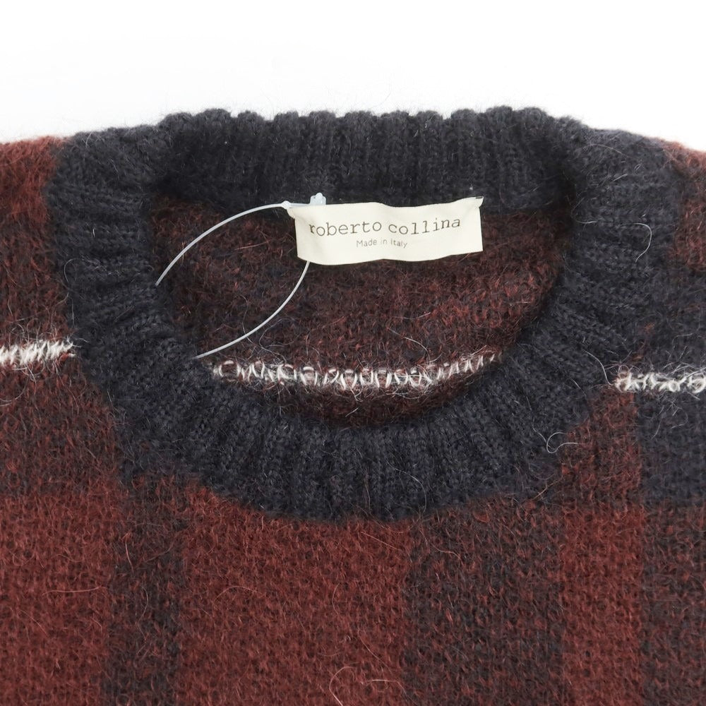 【中古】ロベルトコリーナ ROBERTO COLLINA キッドモヘヤナイロン クルーネック プルオーバーニット ボルドー系【サイズ46】【RED】【A/W】【状態ランクB】【メンズ】 [EPD]
