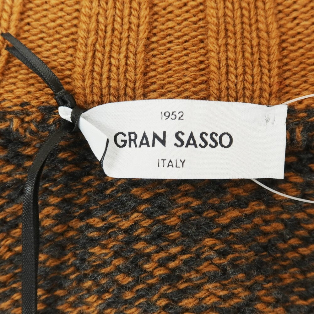 【新品】グランサッソ GRAN SASSO ウール ジップアップ カーディガン ブラウンxチャコール【サイズ50】【BRW】【A/W】【状態ランクN】【メンズ】