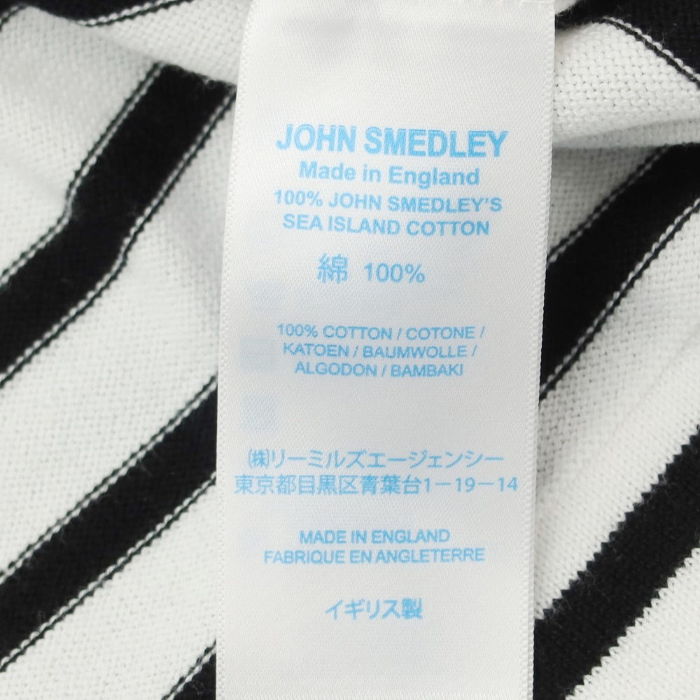 【中古】ジョンスメドレー JOHN SMEDLEY ハイゲージ コットン ボーダー クルーネック プルオーバーニット ホワイトxブラック【 S 】【 状態ランクB 】【 メンズ 】