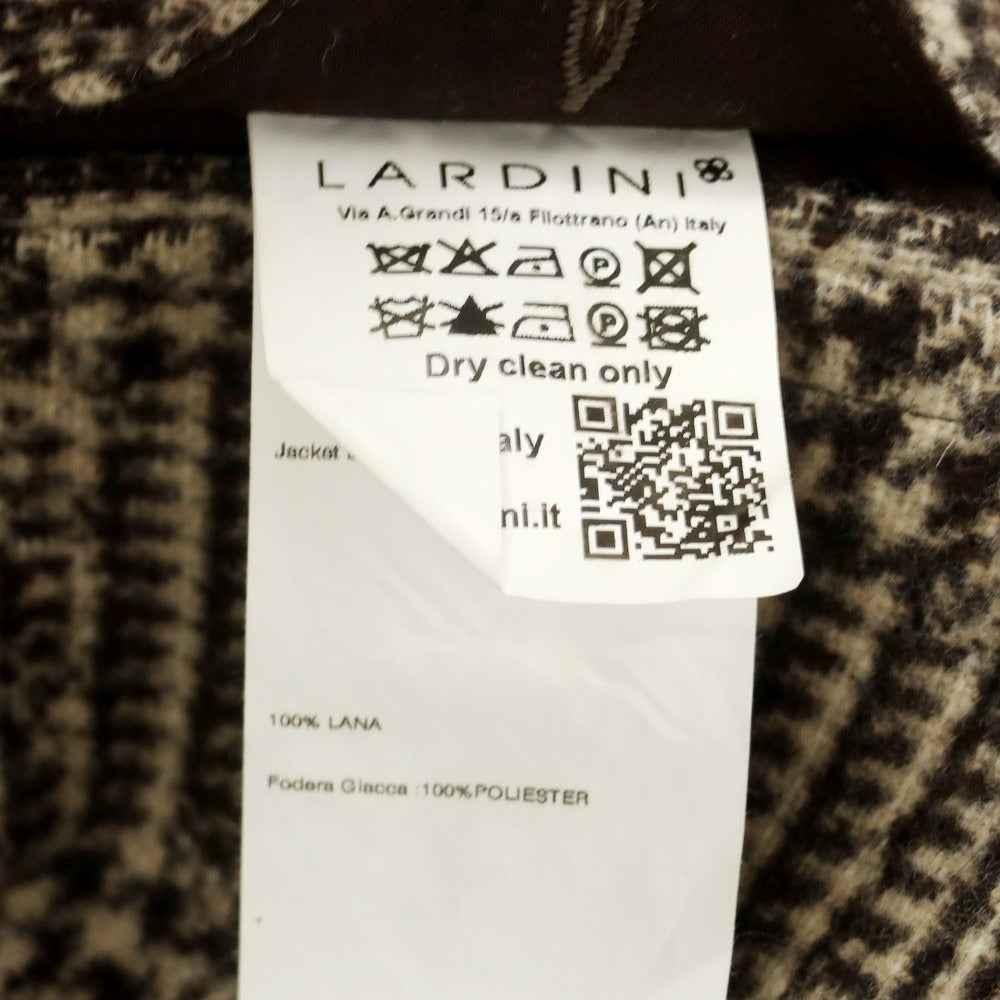 【中古】ラルディーニ LARDINI ウール チェック ジャケット ベージュxダークブラウン【 48 】【 状態ランクB 】【 メンズ 】