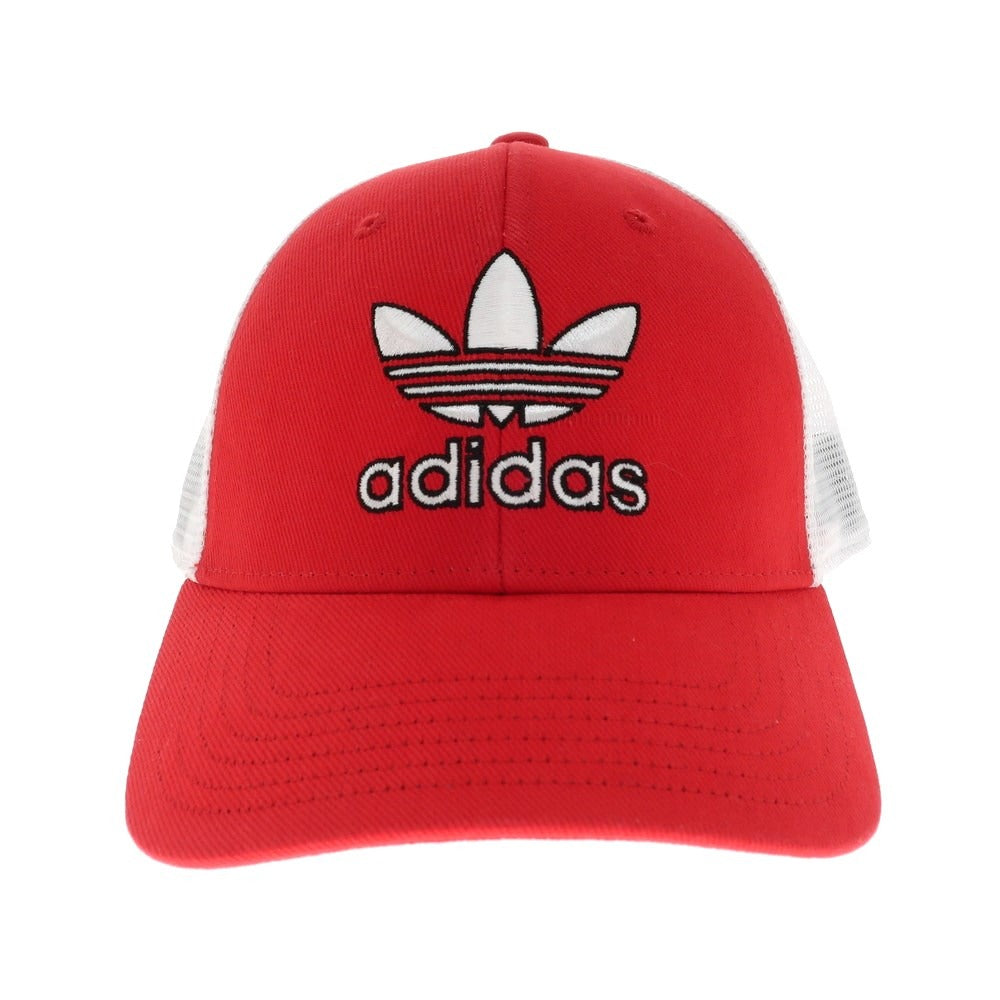 【中古】【未使用】アディダス adidas コットンポリエステル メッシュバック キャップ レッドxホワイト【 状態ランクS 】【 メンズ 】