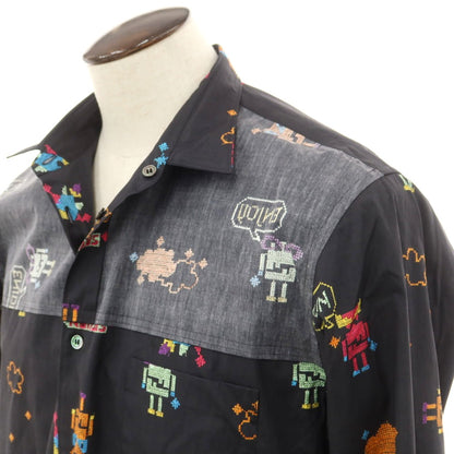 【中古】コムデギャルソンオムプリュス COMME des GARCONS HOMME PLUS 2024年春夏 コットン ビットグラフィックプリント カジュアルシャツ ブラック【 L 】【 状態ランクA 】【 メンズ 】