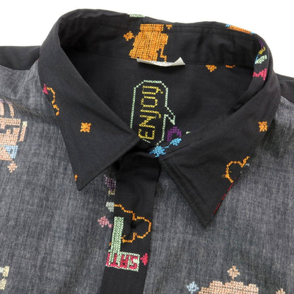 【中古】コムデギャルソンオムプリュス COMME des GARCONS HOMME PLUS 2024年春夏 コットン ビットグラフィックプリント カジュアルシャツ ブラック【 L 】【 状態ランクA 】【 メンズ 】