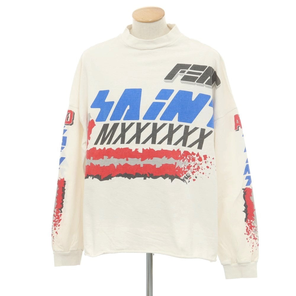 【中古】セント マイケル SAINT Mxxxxxx コットン モックネック 長袖Ｔシャツ アイボリー【 0/S 】【 状態ランクC 】【 メンズ 】