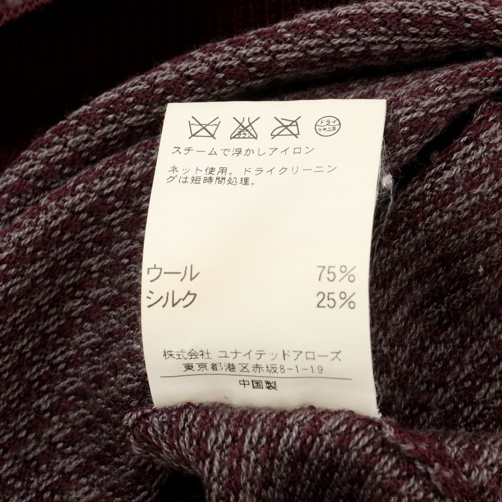 【中古】ユナイテッドアローズ UNITED ARROWS ウールシルク Vネック プルオーバーニット ボルドーxグレー【 M 】【 状態ランクC 】【 メンズ 】