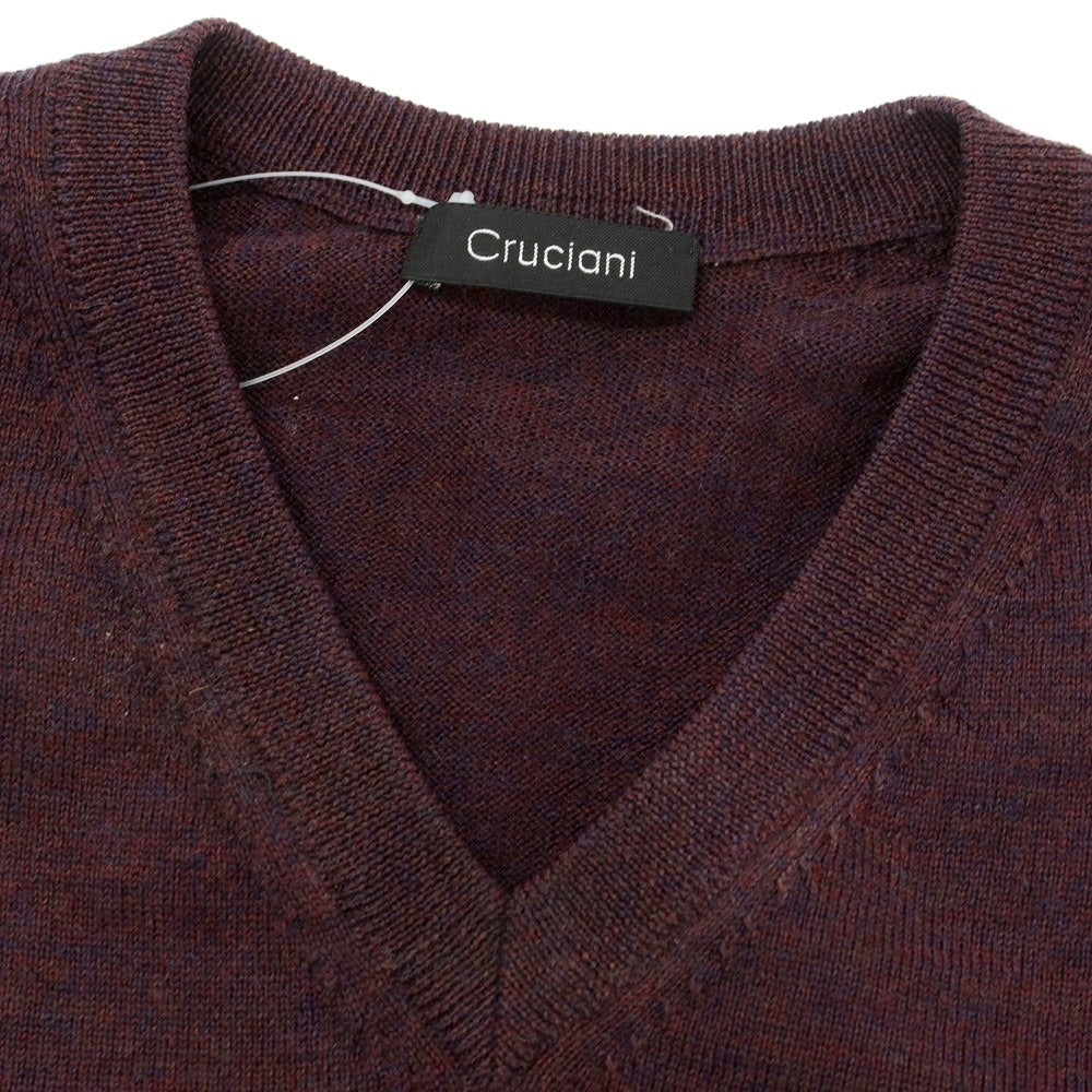【中古】クルチアーニ CRUCIANI ウール Vネック プルオーバーニット ボルドー【 46 】【 状態ランクC 】【 メンズ 】 [EPD]