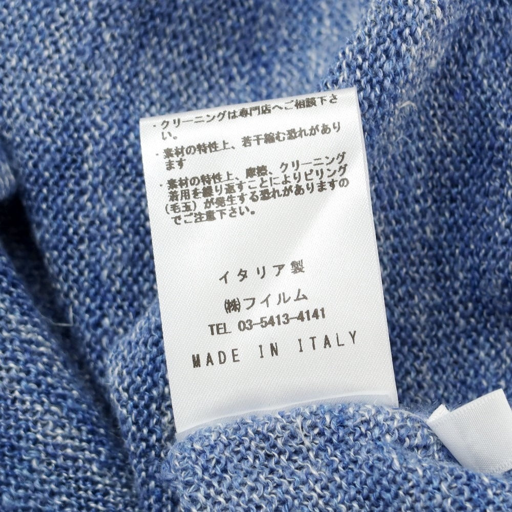 【中古】【未使用】セッテフィーリ カシミア Settefili Cashmere ハイゲージ リネンコットン クルーネック プルオーバーニット ブルーxホワイト【 46/XS 】【 状態ランクS 】【 メンズ 】