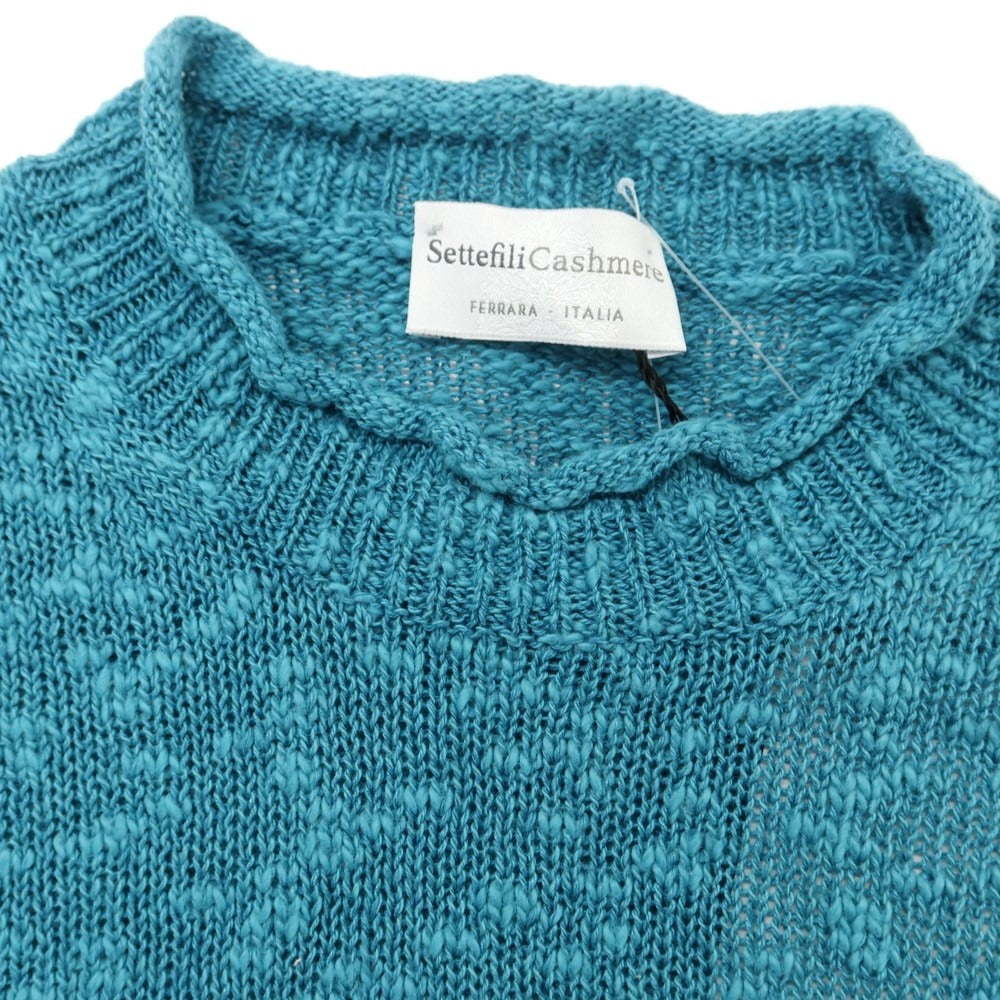 【中古】【未使用】セッテフィーリ カシミア Settefili Cashmere リネンコットン ロールネック プルオーバーニット ターコイズ【 48/Ｓ 】【 状態ランクS 】【 メンズ 】