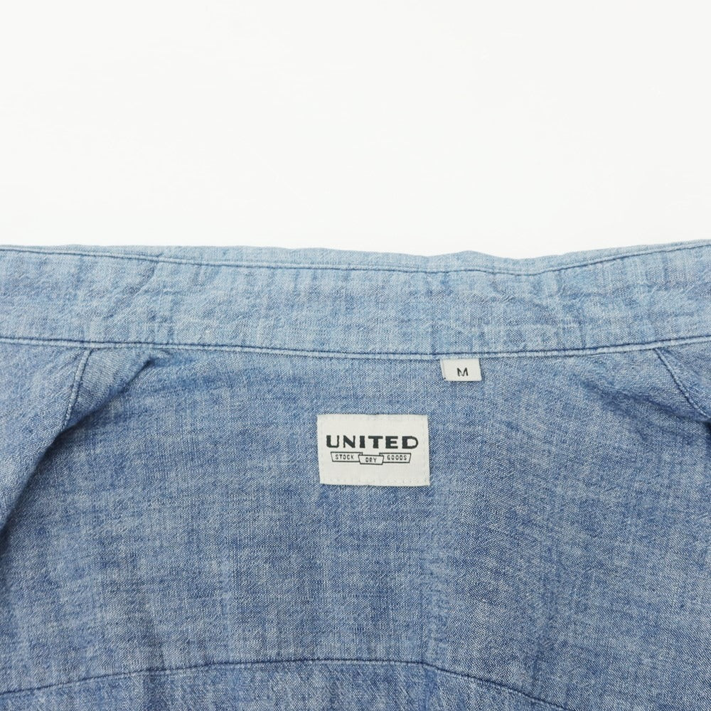 【中古】ユナイテッドストックドライグッツ UNITED STOCK DRY GOODS コットン ダンガリー ボタンダウン シャツ ブルー系【 M 】【 状態ランクC 】【 メンズ 】