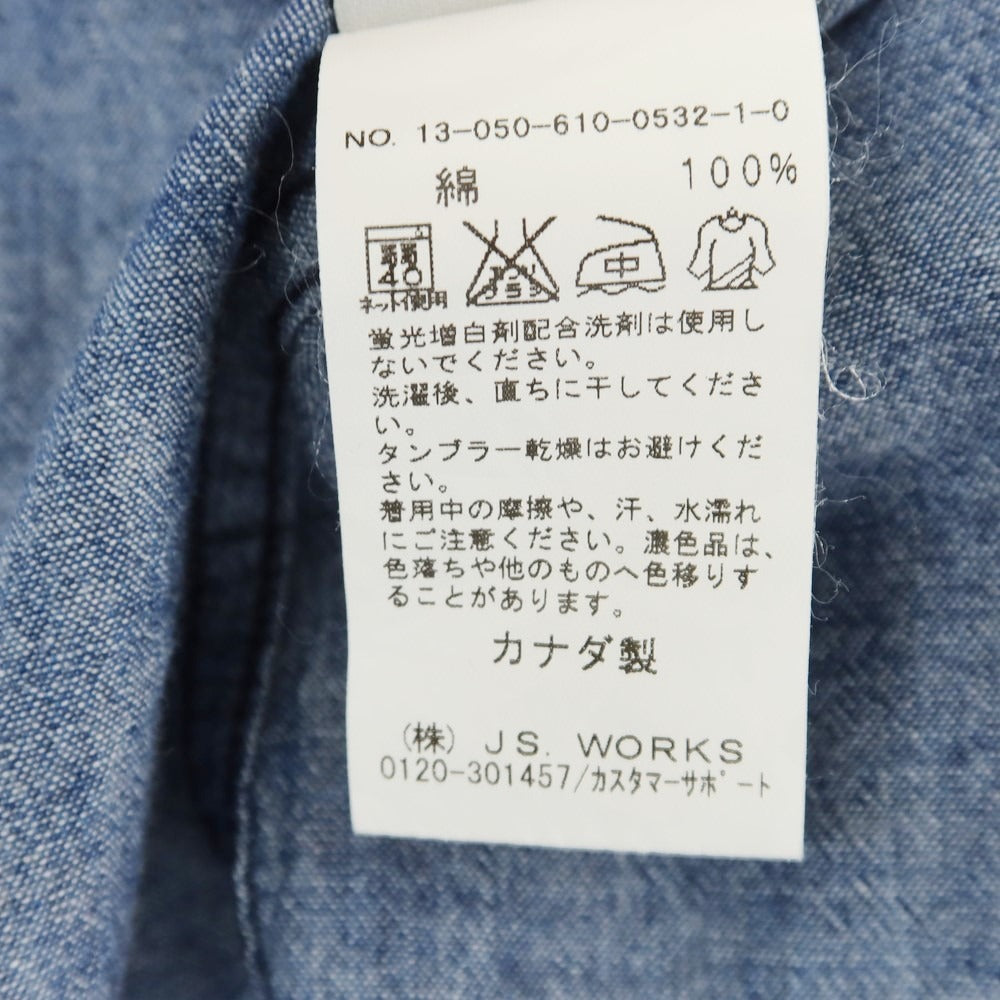 【中古】ユナイテッドストックドライグッツ UNITED STOCK DRY GOODS コットン ダンガリー ボタンダウン シャツ ブルー系【 M 】【 状態ランクC 】【 メンズ 】