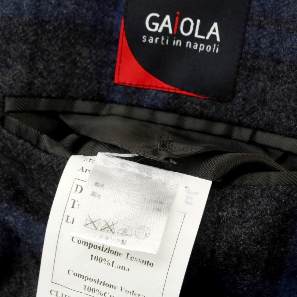 【中古】ガイオラ GAiOLA フランネルウール チェック テーラードジャケット グレーxパープルネイビー【 42 】【 状態ランクC 】【 メンズ 】 [EPD]
