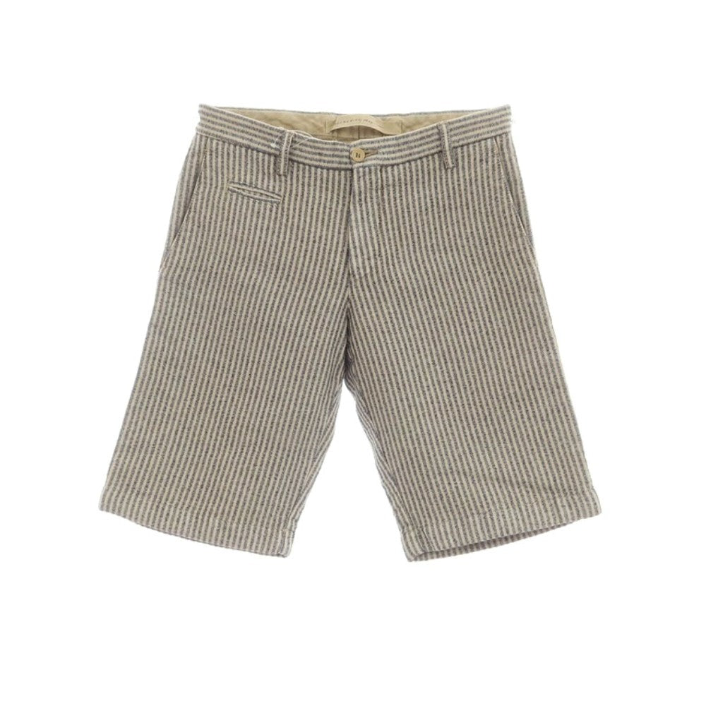 【中古】アルテア Altea ナイロンコットンリネン ストライプ ショートパンツ ベージュxネイビー【 44 】【 状態ランクB 】【 メンズ 】