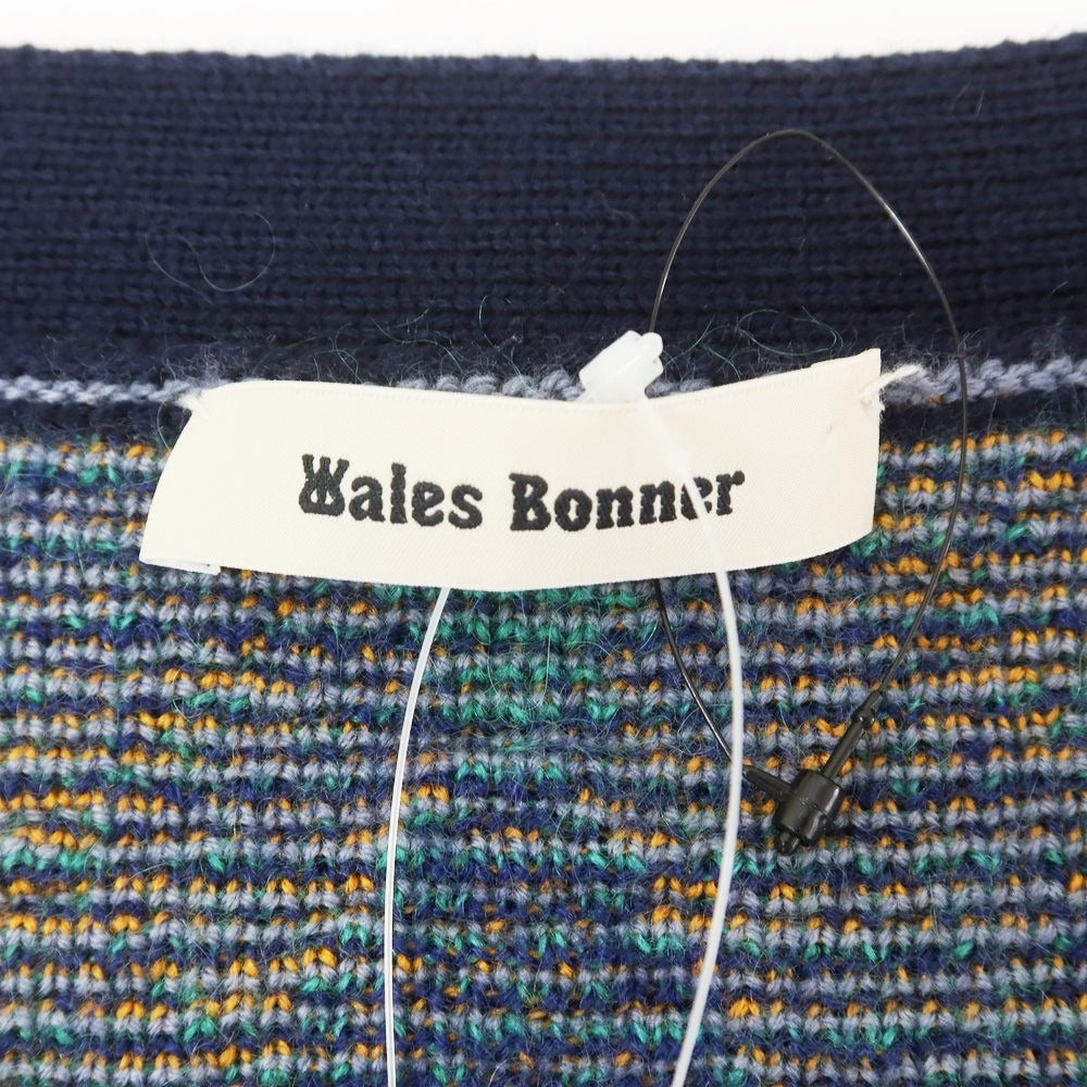 【中古】ウェールズ ボナー WALES BONNER モヘヤナイロンウール アーガイル カーディガン ブルーグレーxネイビー【 S 】【 状態ランクB 】【 メンズ 】 [EPD]