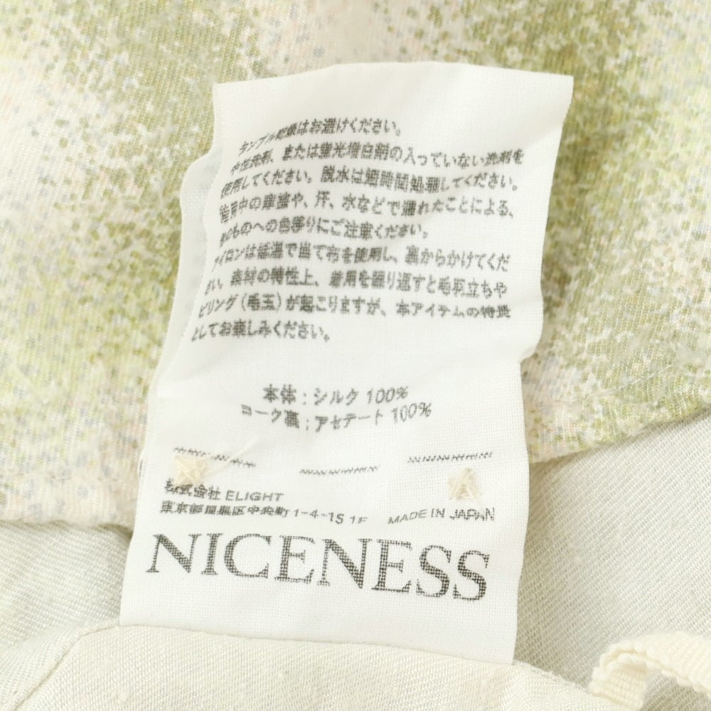 【中古】ナイスネス NICENESS 2024年春夏 KURT シルク チェック オープンカラー カジュアルシャツ ティーグリーンxアイボリー【 L 】【 状態ランクB 】【 メンズ 】