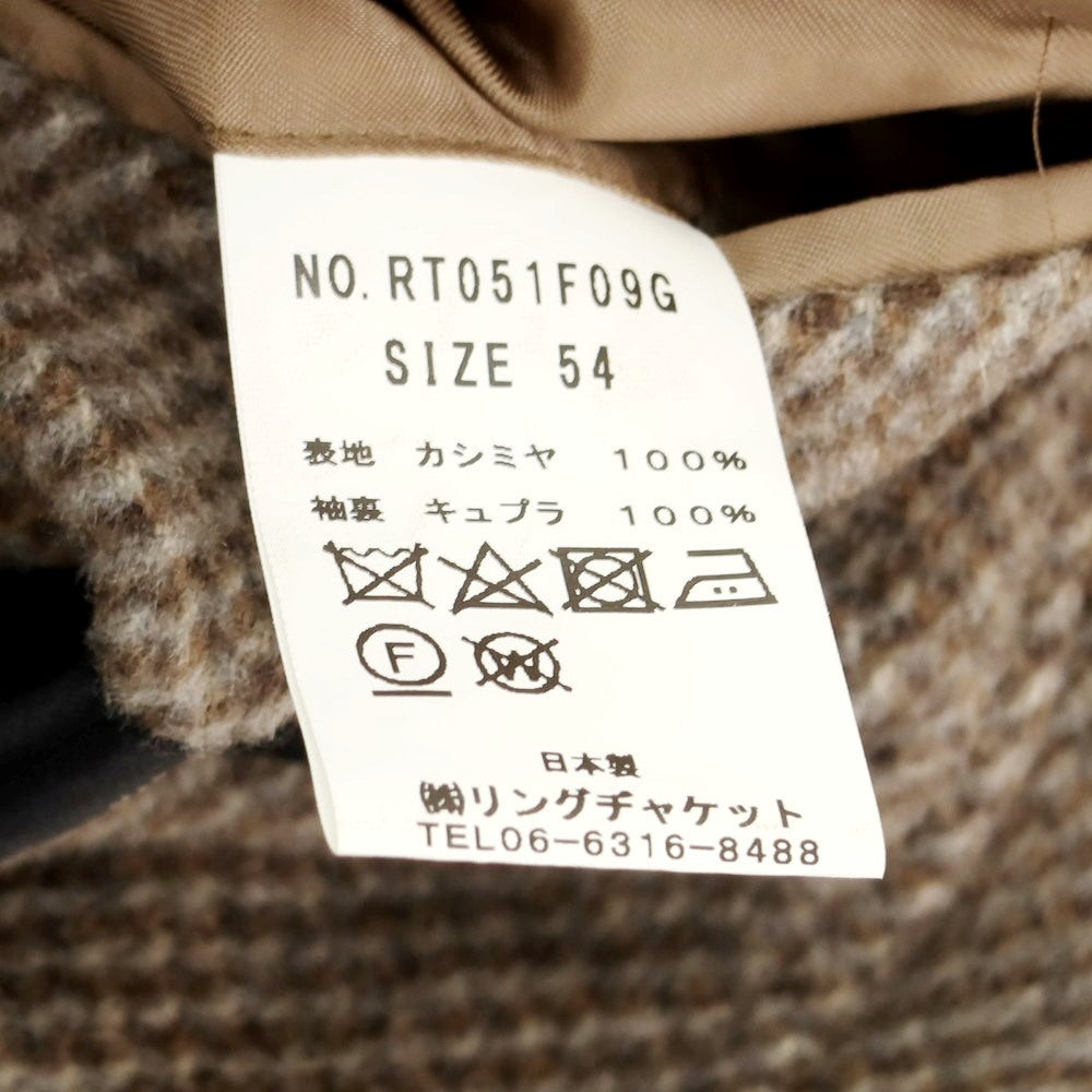 【中古】リングヂャケット RING JACKET カシミヤ テーラードジャケット ダークベージュxグレー【 54 】【 状態ランクA 】【 メンズ 】