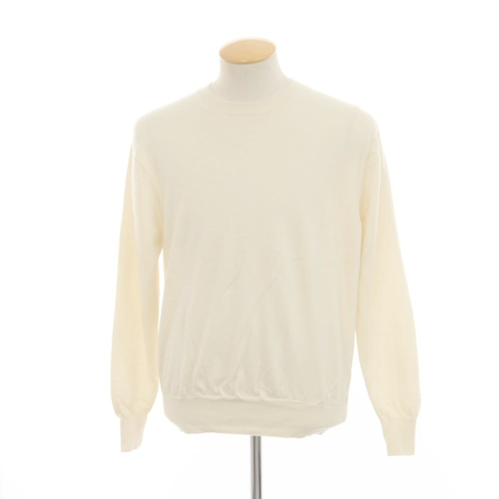 【中古】エルイー LE ウール クルーネック プルオーバーニット オフホワイト【 2 】【 状態ランクB 】【 メンズ 】 [EPD]