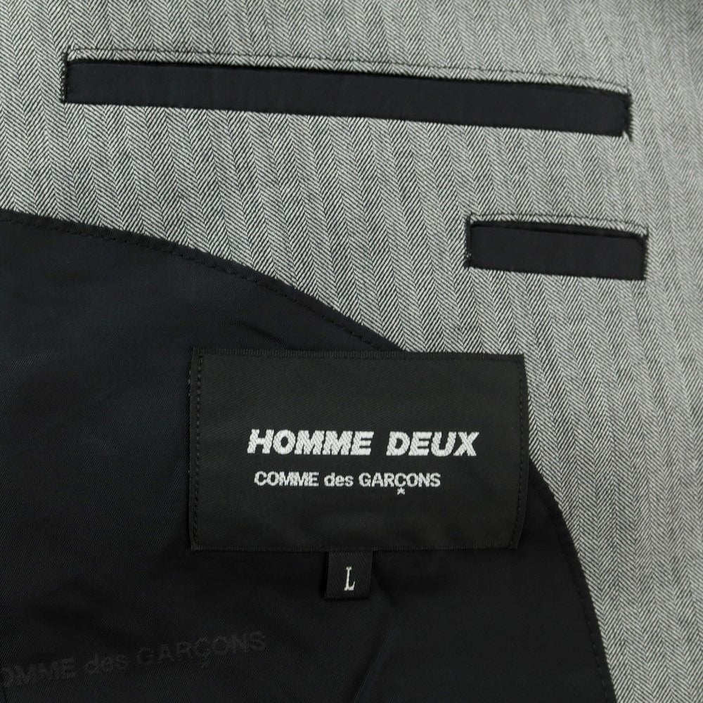 【中古】コムデギャルソン オムドゥ COMME des GARCONS HOMME DEUX 2023年秋冬 ウール テーラードジャケット ライトグレー【 L 】【 状態ランクA 】【 メンズ 】 [EPD]