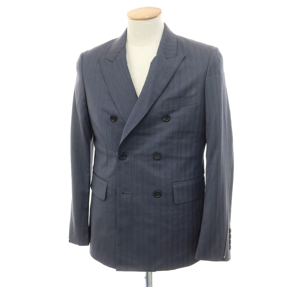 【中古】コムデギャルソン オムドゥ COMME des GARCONS HOMME DEUX 2024年春夏 ウール ジップ テーラードジャケット グレーxブルー【サイズXS】【 状態ランクA 】【 メンズ 】[EPD]