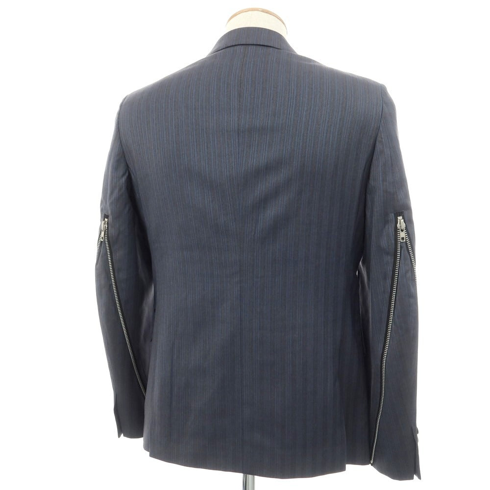 【中古】コムデギャルソン オムドゥ COMME des GARCONS HOMME DEUX 2024年春夏 ウール ジップ テーラードジャケット グレーxブルー【サイズXS】【 状態ランクA 】【 メンズ 】[EPD]