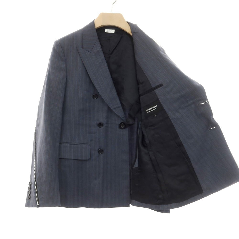 【中古】コムデギャルソン オムドゥ COMME des GARCONS HOMME DEUX 2024年春夏 ウール ジップ テーラードジャケット グレーxブルー【 XS 】【 状態ランクA 】【 メンズ 】