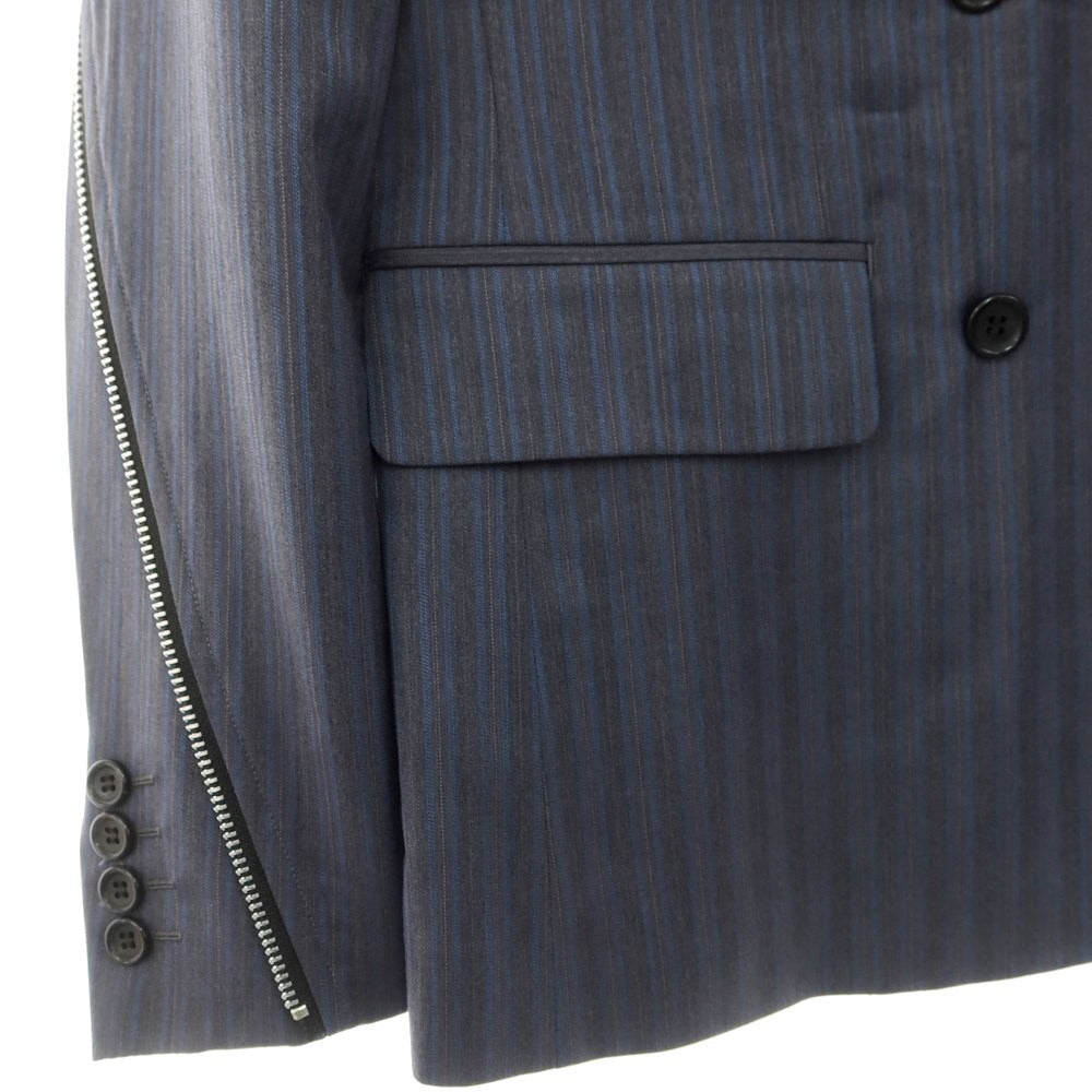 【中古】コムデギャルソン オムドゥ COMME des GARCONS HOMME DEUX 2024年春夏 ウール ジップ テーラードジャケット グレーxブルー【サイズXS】【 状態ランクA 】【 メンズ 】[EPD]