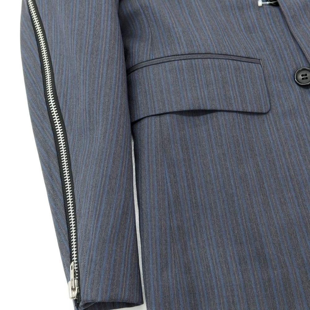 【中古】コムデギャルソン オムドゥ COMME des GARCONS HOMME DEUX 2024年春夏 ウール ジップ テーラードジャケット グレーxブルー【サイズXS】【 状態ランクA 】【 メンズ 】[EPD]