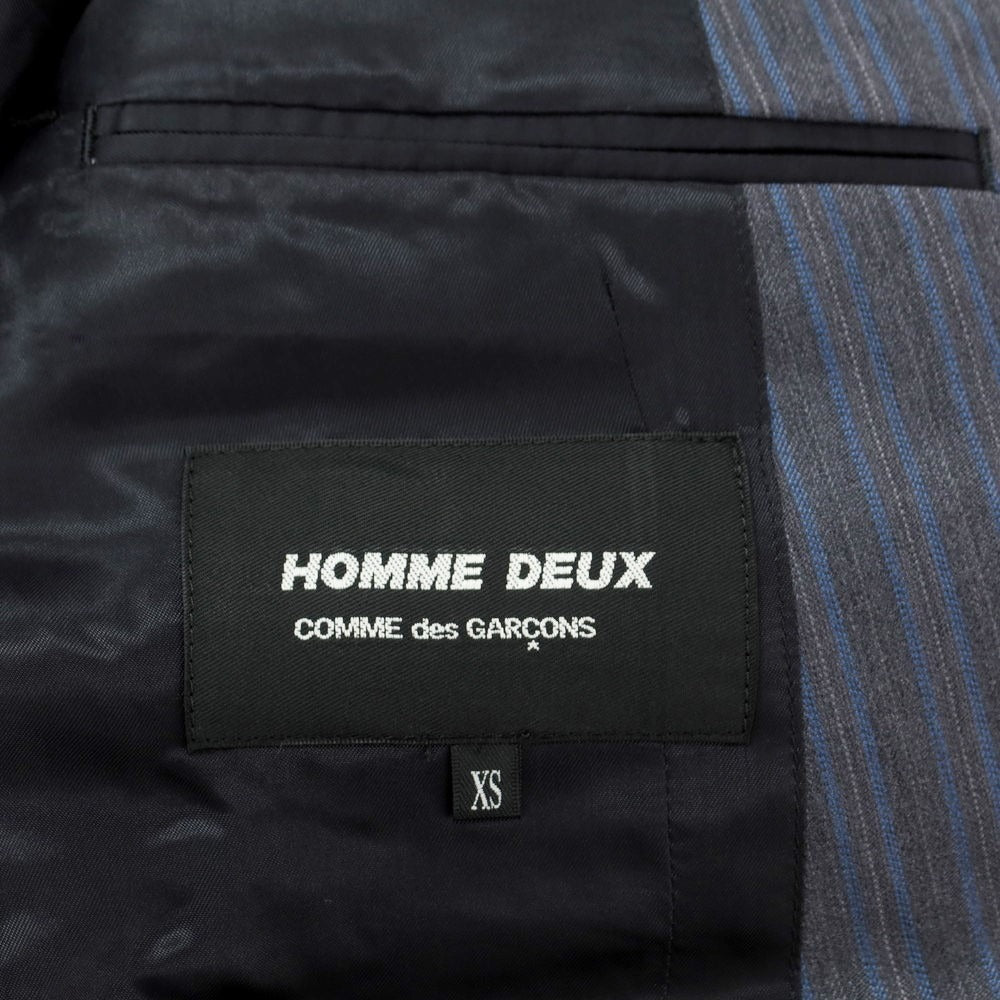 【中古】コムデギャルソン オムドゥ COMME des GARCONS HOMME DEUX 2024年春夏 ウール ジップ テーラードジャケット グレーxブルー【 XS 】【 状態ランクA 】【 メンズ 】