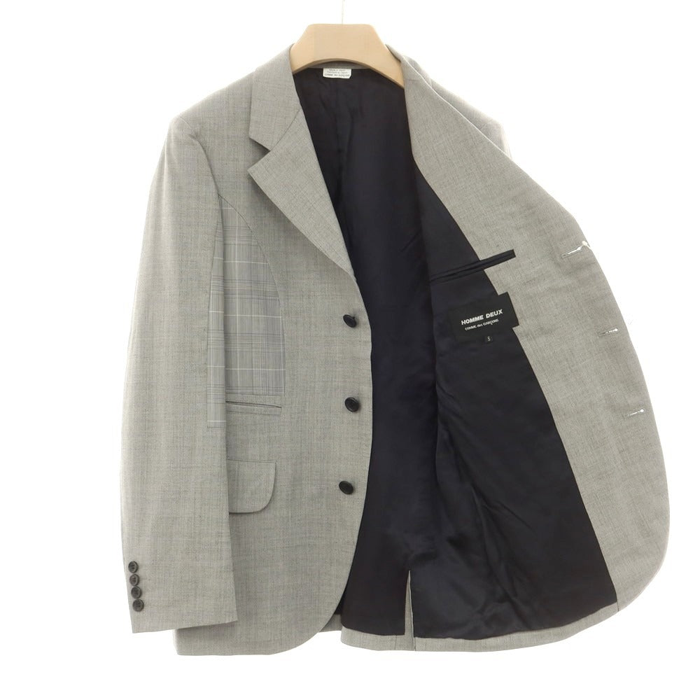 【中古】コムデギャルソン オムドゥ COMME des GARCONS HOMME DEUX 2024年春夏 ウール 切替 テーラードジャケット グレー系【 S 】【 状態ランクA 】【 メンズ 】