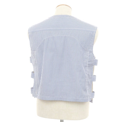 【中古】コムデギャルソンシャツ COMME des GARCONS SHIRT 2024年春夏 コットン ストライプ プルオーバー ベスト ネイビーxホワイト【 S 】【 状態ランクB 】【 メンズ 】