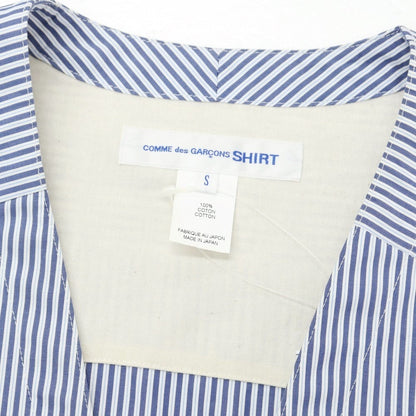 【中古】コムデギャルソンシャツ COMME des GARCONS SHIRT 2024年春夏 コットン ストライプ プルオーバー ベスト ネイビーxホワイト【 S 】【 状態ランクB 】【 メンズ 】