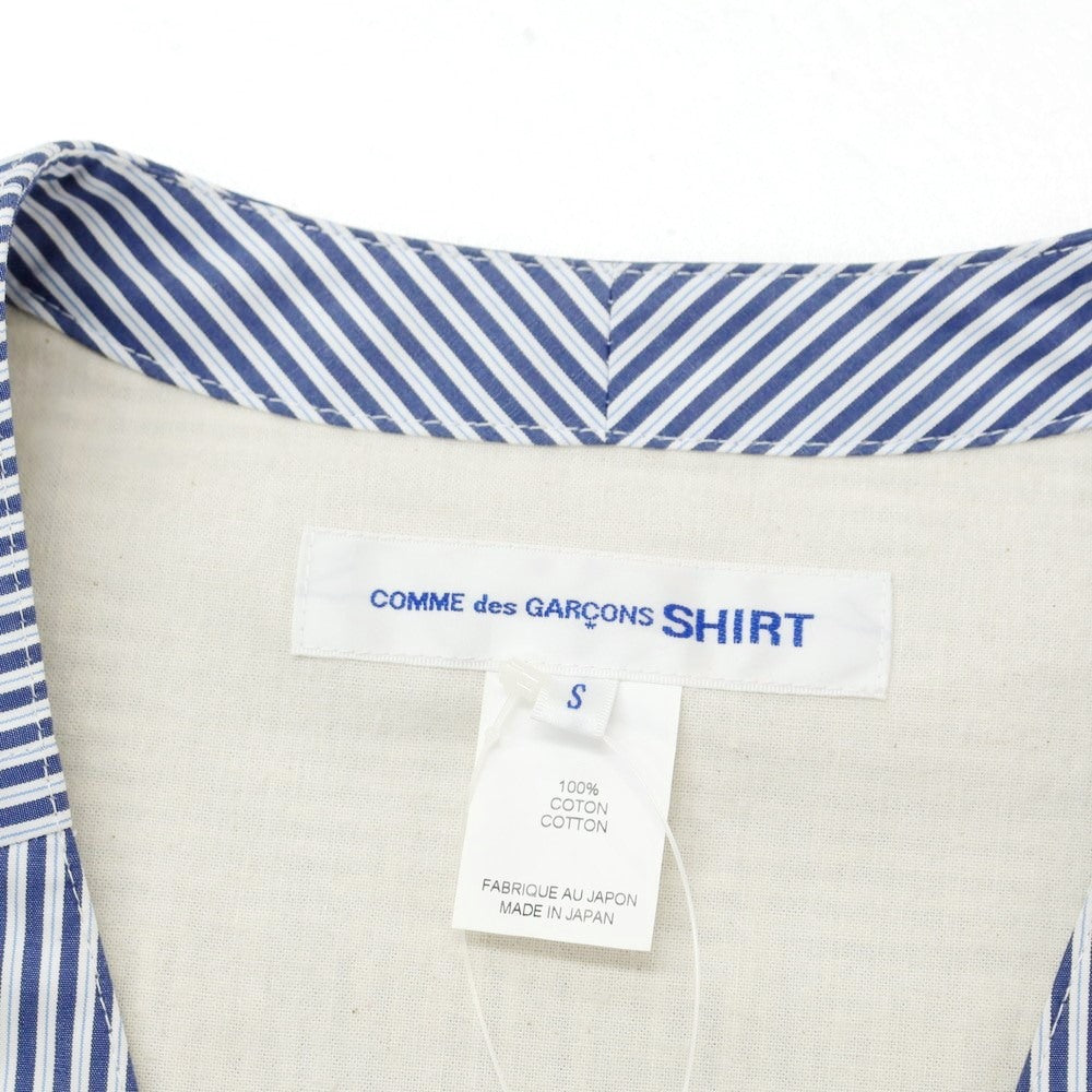 【中古】コムデギャルソンシャツ COMME des GARCONS SHIRT 2024年春夏 コットン ストライプ プルオーバー ベスト ネイビーxホワイト【 S 】【 状態ランクB 】【 メンズ 】