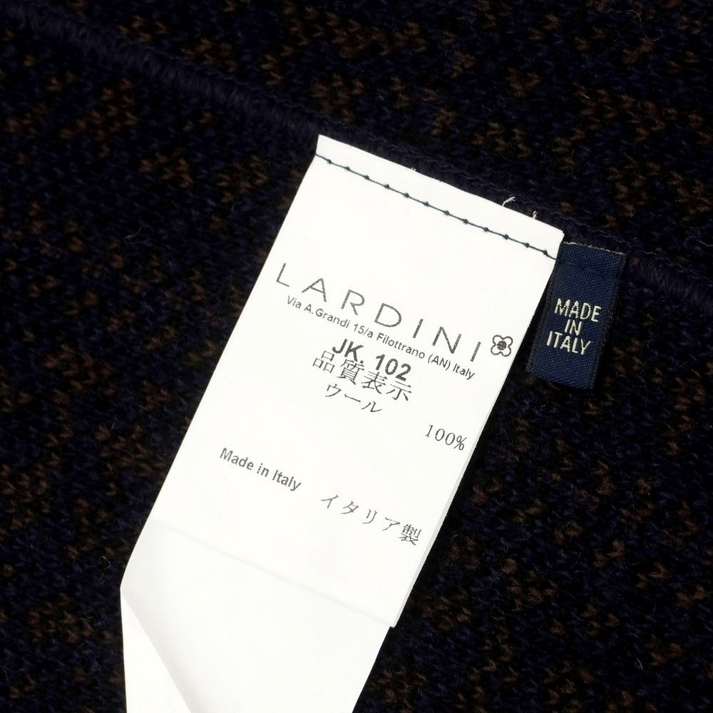 【中古】【未使用】ラルディーニ LARDINI ミドルゲージウール ニットジャケット ブラウンxネイビー【 S 】【 状態ランクS 】【 メンズ 】