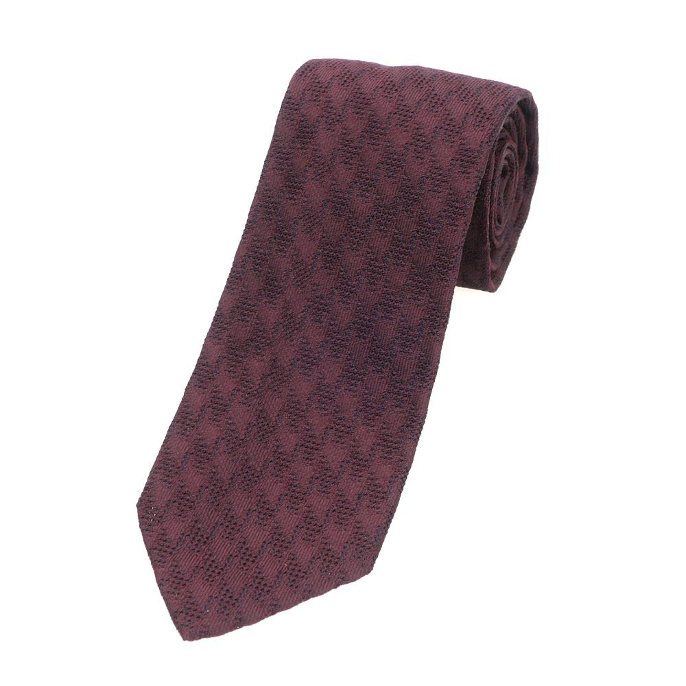 【中古】ステファノ ビジ stefano bigi シルク チェック柄ネクタイ ボルドーxネイビー【 状態ランクB 】【 メンズ 】 [DPD]