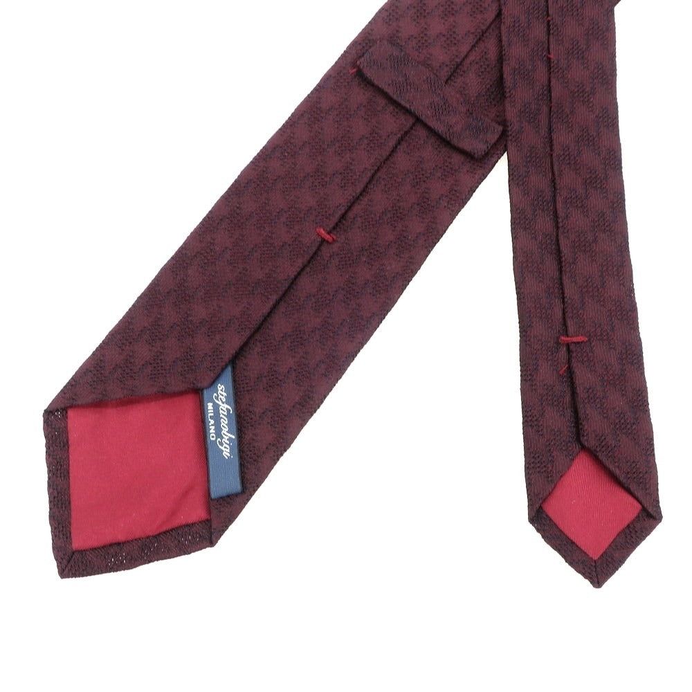 【中古】ステファノ ビジ stefano bigi シルク チェック柄ネクタイ ボルドーxネイビー【 状態ランクB 】【 メンズ 】 [DPD]