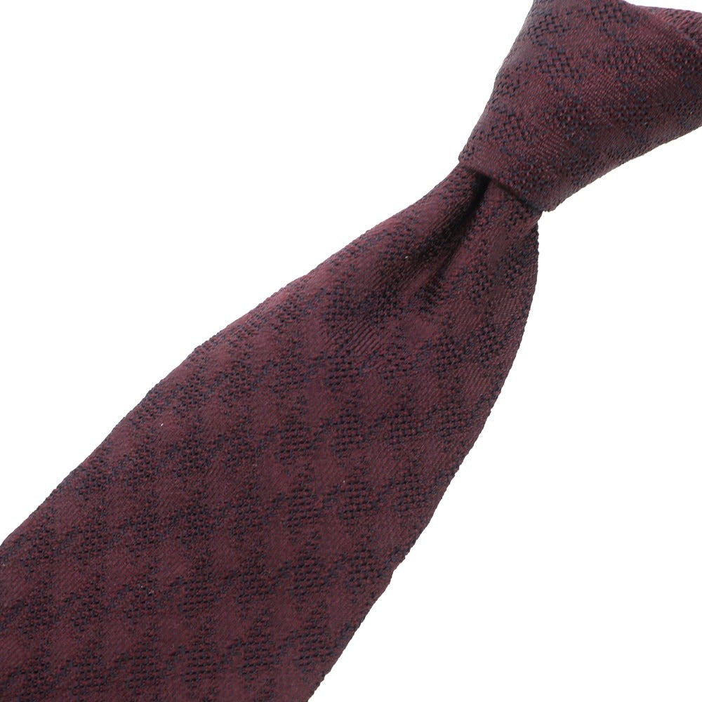 【中古】ステファノ ビジ stefano bigi シルク チェック柄ネクタイ ボルドーxネイビー【 状態ランクB 】【 メンズ 】 [DPD]