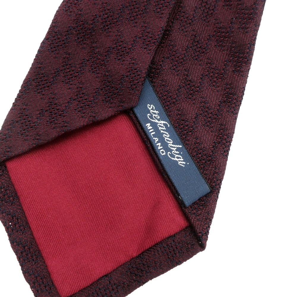 【中古】ステファノ ビジ stefano bigi シルク チェック柄ネクタイ ボルドーxネイビー【 状態ランクB 】【 メンズ 】 [DPD]