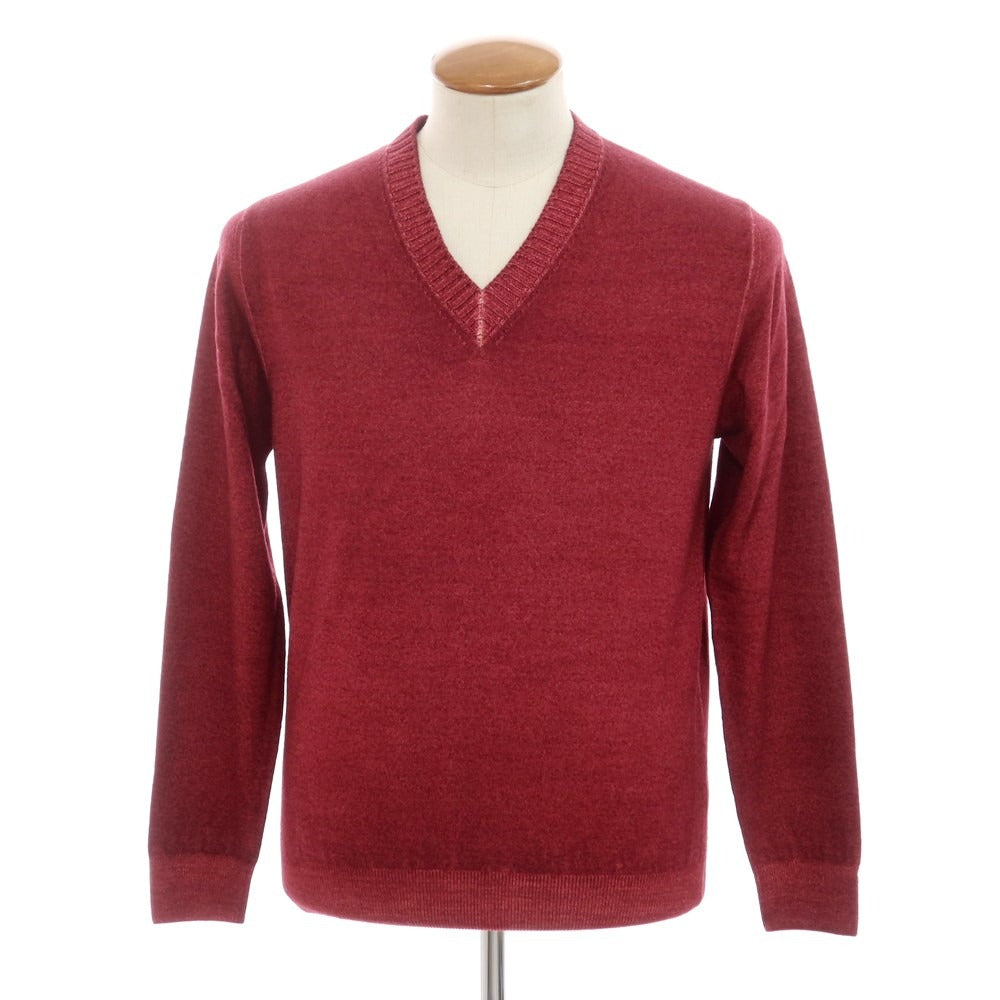 【中古】クルチアーニ CRUCIANI ウール Vネック プルオーバーニット ワインレッド【 48 】【 状態ランクB 】【 メンズ 】 [EPD]