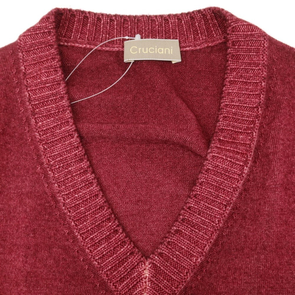 【中古】クルチアーニ CRUCIANI ウール Vネック プルオーバーニット ワインレッド【 48 】【 状態ランクB 】【 メンズ 】 [EPD]