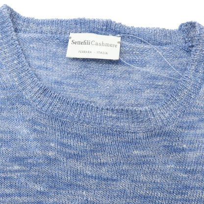 【中古】セッテフィーリ カシミア Settefili Cashmere ハイゲージ リネンコットン クルーネック プルオーバーニット ブルー【 48 】【 状態ランクB 】【 メンズ 】