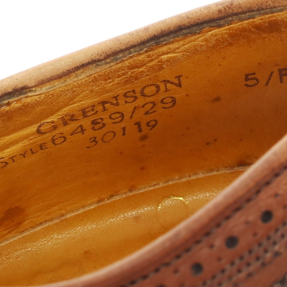 【中古】グレンソン GRENSON ロングウイングチップ ドレスシューズ ブラウン【 5 F 】【 状態ランクC 】【 メンズ 】