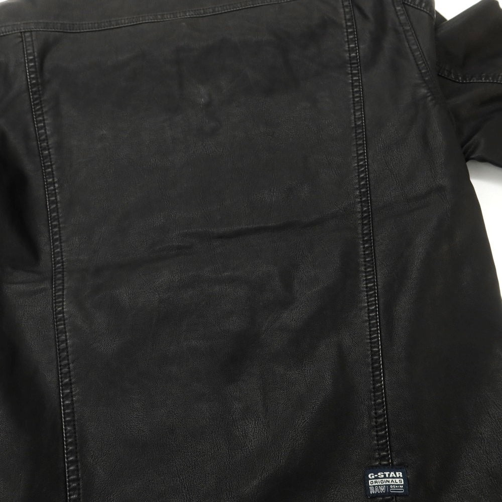 【中古】ジースターロウ G-STAR RAW レーヨンポリエステル フェイクレザー ジップアップ レザーブルゾン ブラック【 XS 】【 状態ランクA 】【 メンズ 】