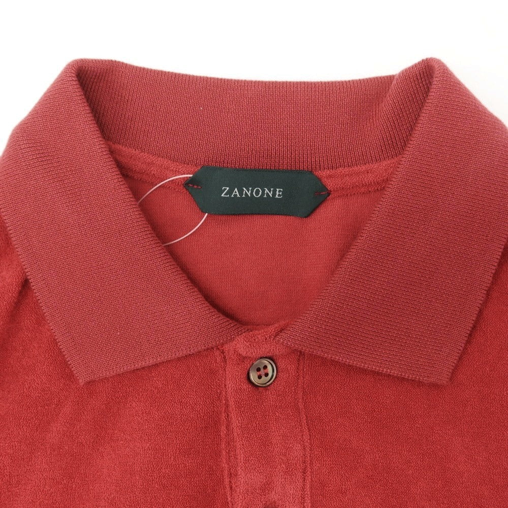 【新品】ザノーネ ZANONE コットン パイル 半袖ポロシャツ レッド【サイズ44】【 状態ランクN 】【 メンズ 】[EPD]