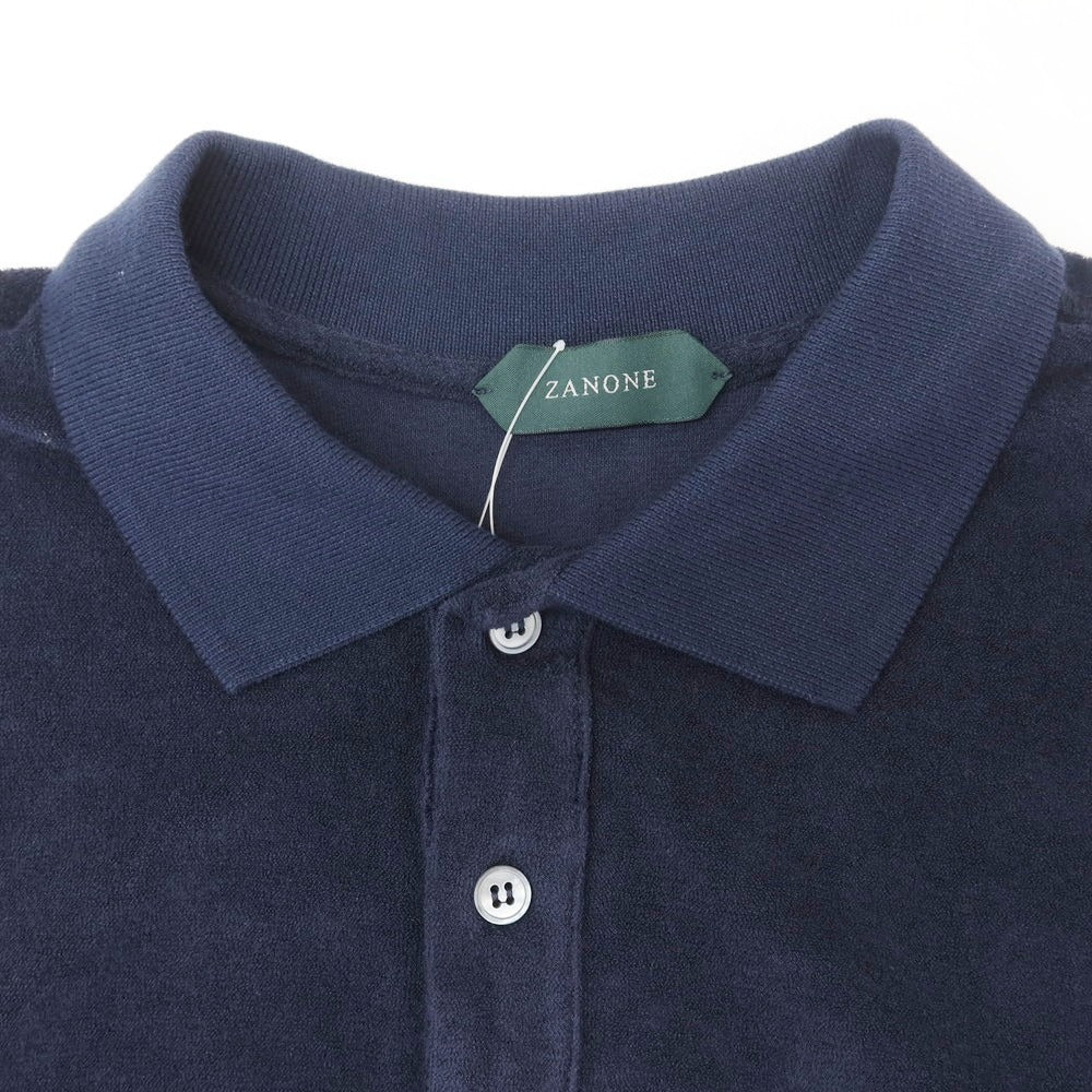 【新品】ザノーネ ZANONE コットン パイル 半袖ポロシャツ ネイビー【 44 】【 状態ランクN 】【 メンズ 】