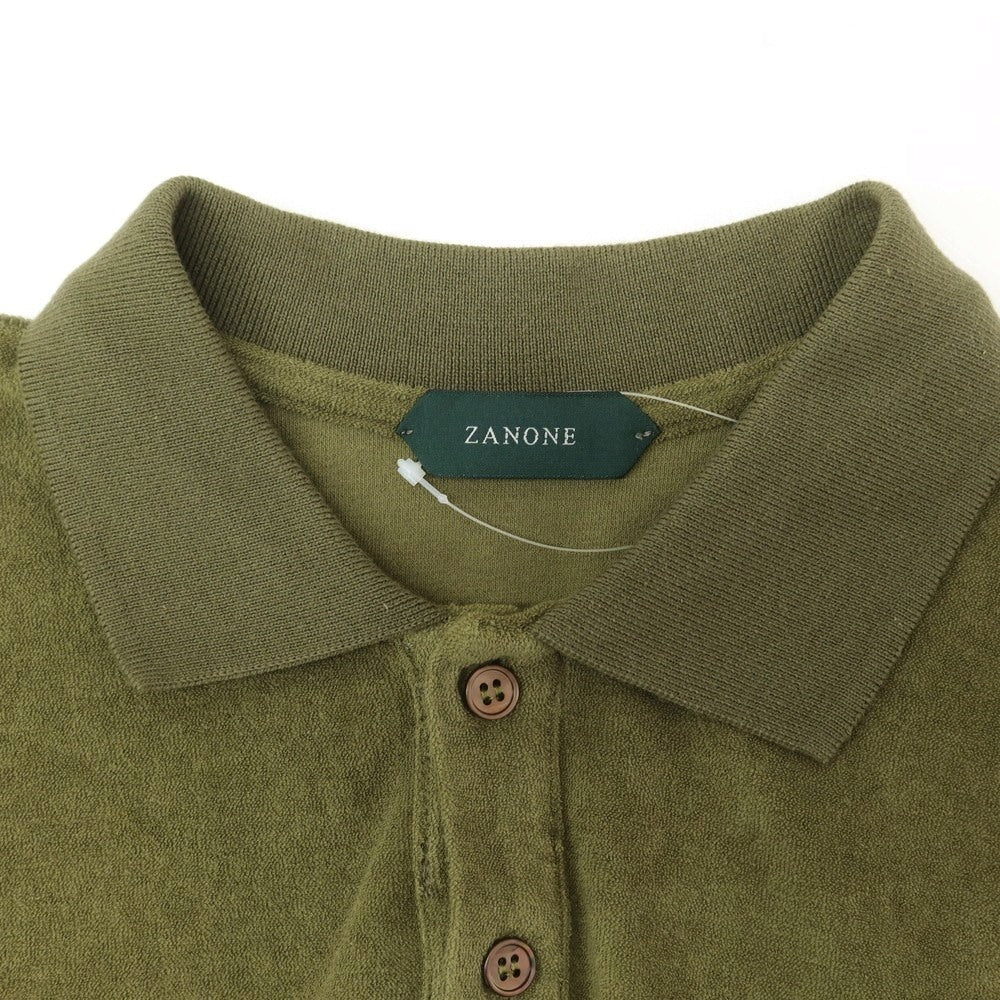 【新品】ザノーネ ZANONE コットン パイル 半袖ポロシャツ オリーブグリーン【 44 】【 状態ランクN 】【 メンズ 】