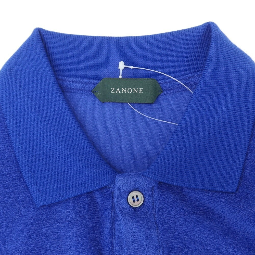 【新品】ザノーネ ZANONE コットン パイル 半袖ポロシャツ ブルー【 44 】【 状態ランクN 】【 メンズ 】