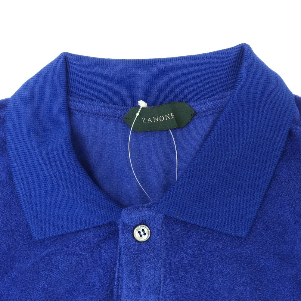 【新品】ザノーネ ZANONE コットン パイル 半袖ポロシャツ ブルー【サイズ46】【 状態ランクN 】【 メンズ 】[EPD]